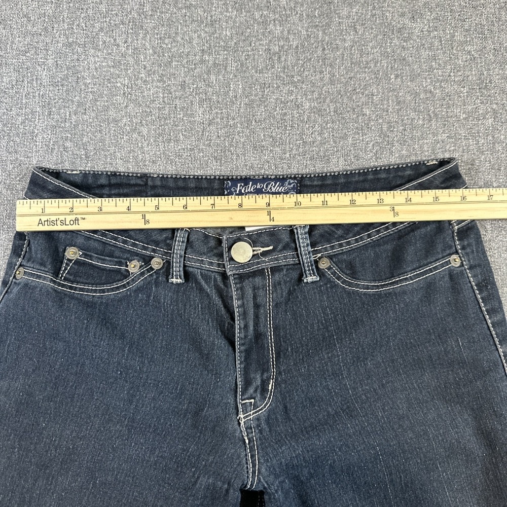 Fade To‎ Blue Womens Capri Jeans Size 12 Dark Wash Stretch Cropped Denim Pants - Picture 4 of 6